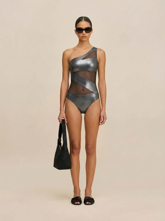 Femme Fatale Swimsuit - Metallic Silver