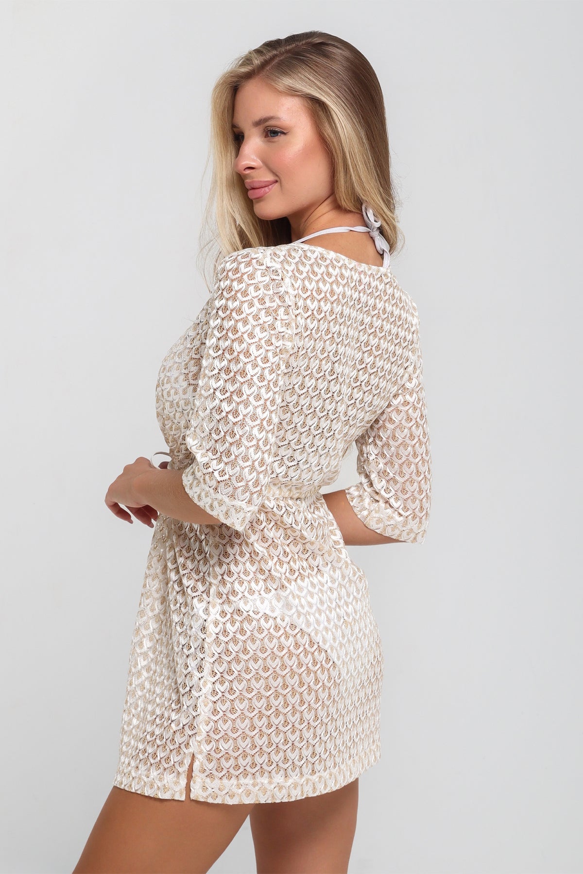 Anitas Sarah Golden White Short Cover Up