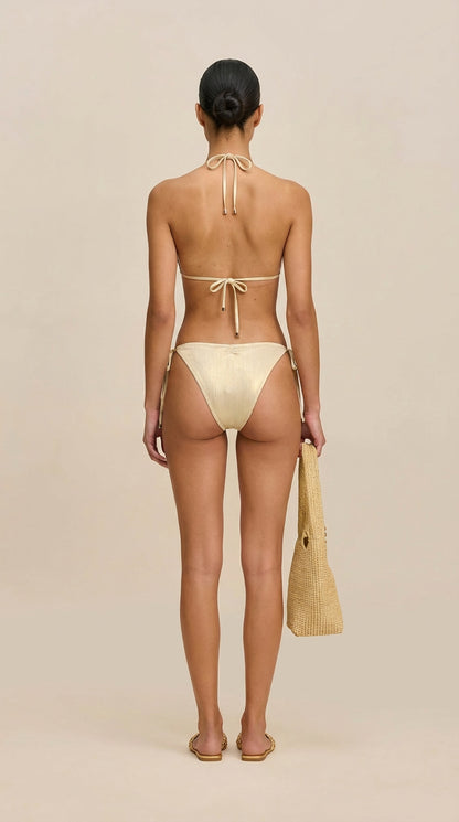 Basic Beach Bikini Bottom - Shiny Gold