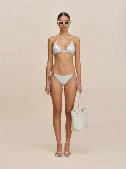 Basic Beach Bikini Bottom - Silver