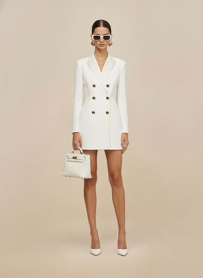 Confidence Blazer Dress - White