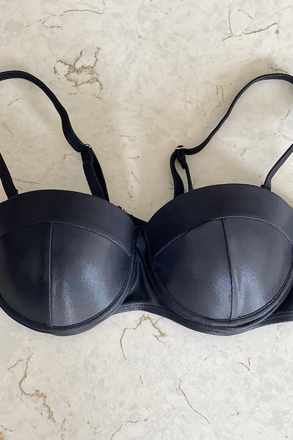 Anitas Elegance Bikini Push Up Top with Cups - Shiny Black