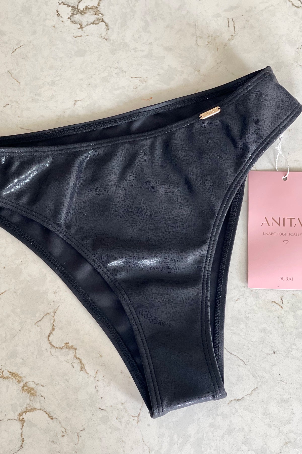 Anitas Elegance Bikini High Waisted Bottoms - Shiny Black