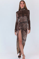 Desired Dress - Brown Snake Print