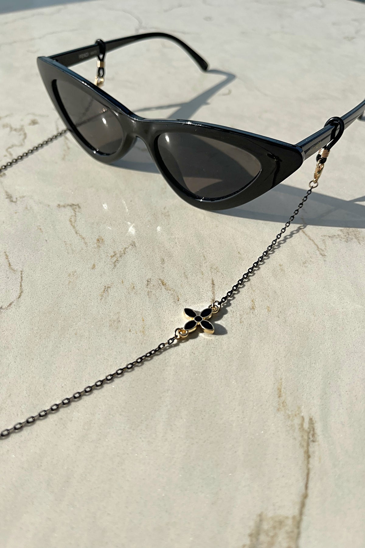 Black Flower Sunglasses Chain