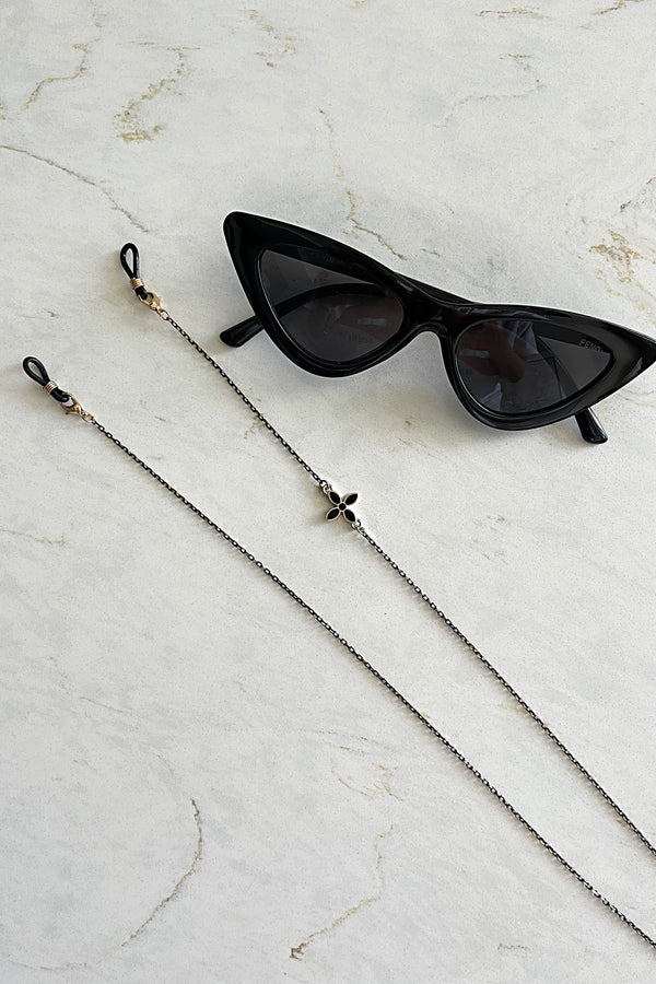 Black Flower Sunglasses Chain