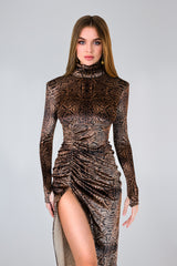 Desired Dress - Brown Snake Print