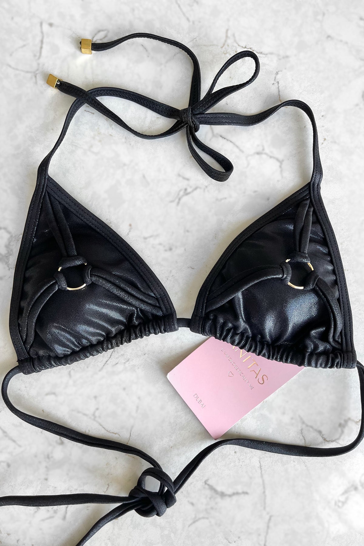 Discovered Bikini Triangle Top - Shiny Black