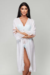 Nina White Long Cover Up
