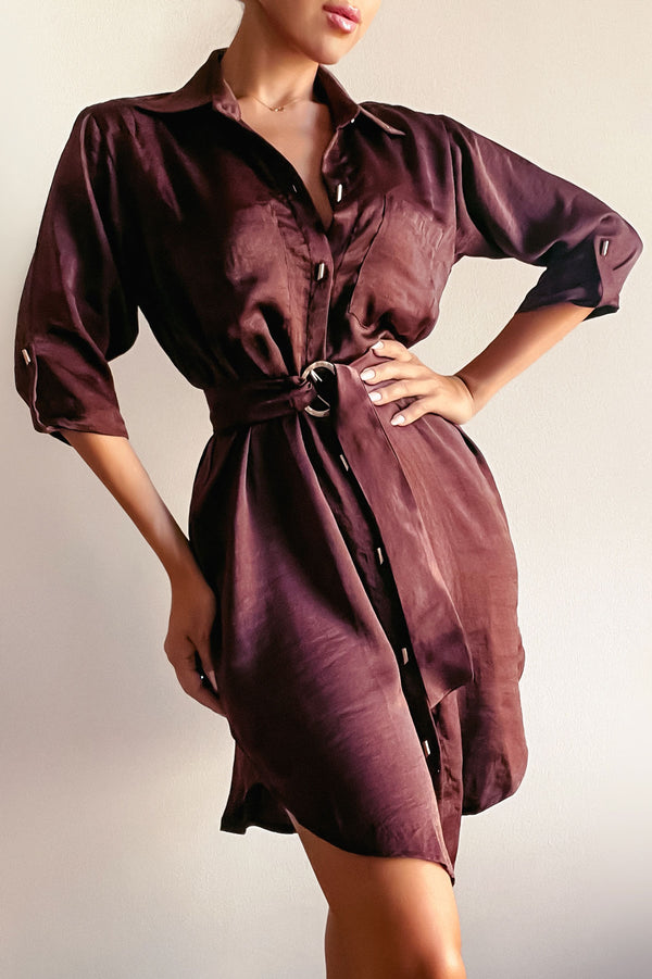 Soft Focus - Chocolate Casual Shirt-Dress