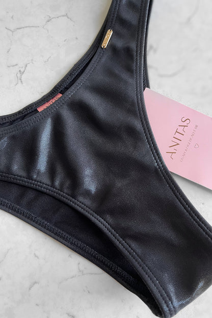Watch Me Bikini Bottoms - Shiny Black