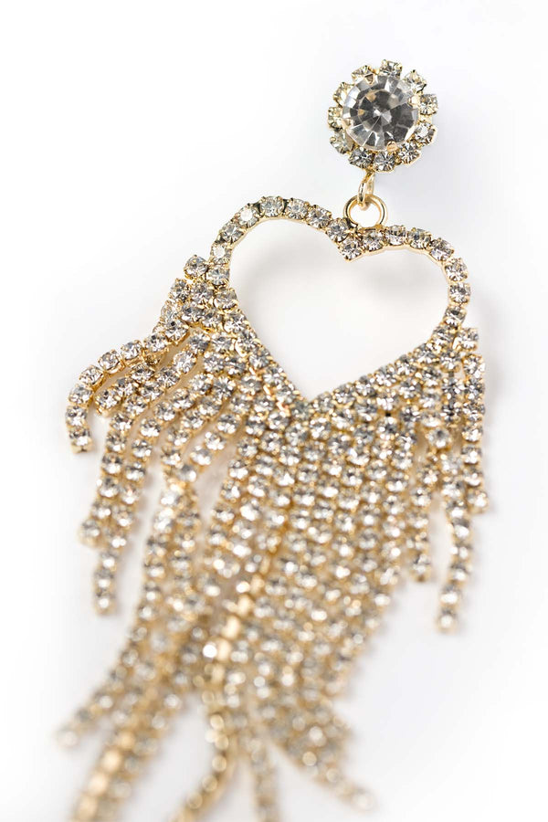 White Crystal Big Love Golden Earrings