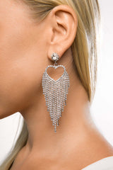 White Crystal Big Love Silver Earrings