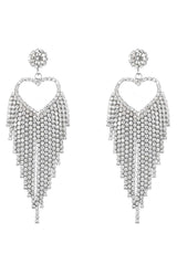 White Crystal Big Love Silver Earrings