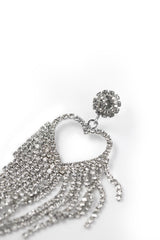 White Crystal Big Love Silver Earrings