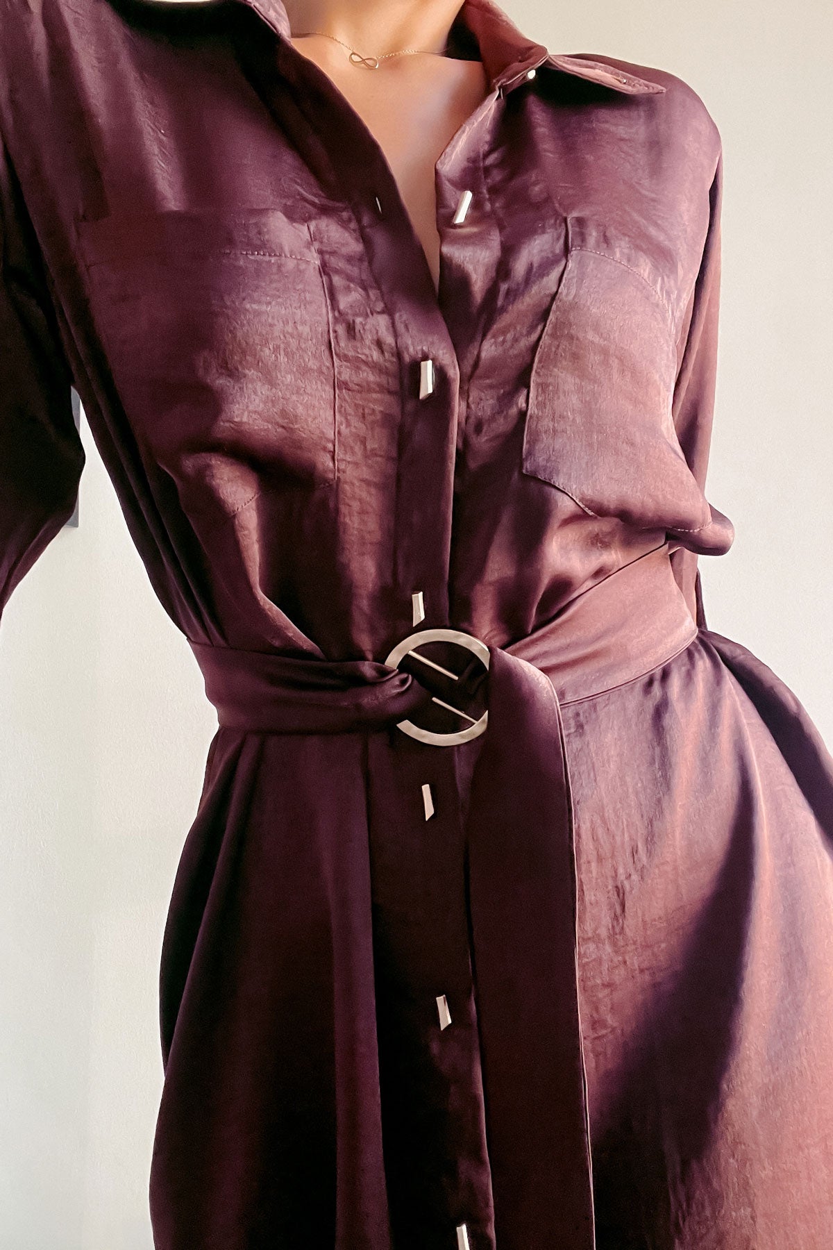 Soft Focus - Chocolate Casual Shirt-Dress